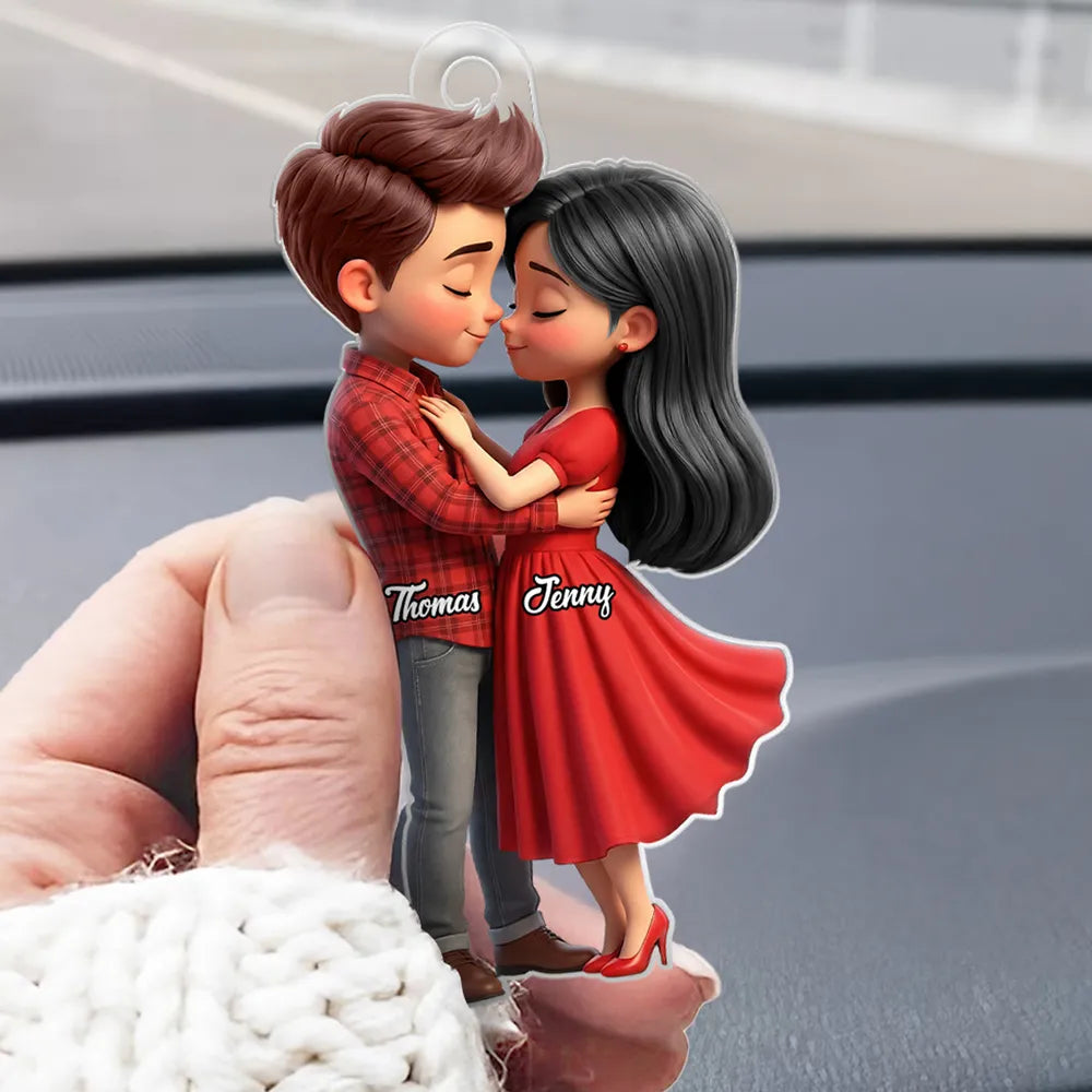 Personalized Acrylic Light Box with Kissing Couple and Heart Outline, Warm Glow Bedroom Decor, Unique Gift for Him or Her