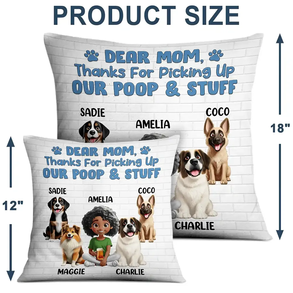 Personalized Square Pillow for Dog Moms and Dads – ‘Best Dog Mom/Dad Ever’ with Customizable Dog and Name