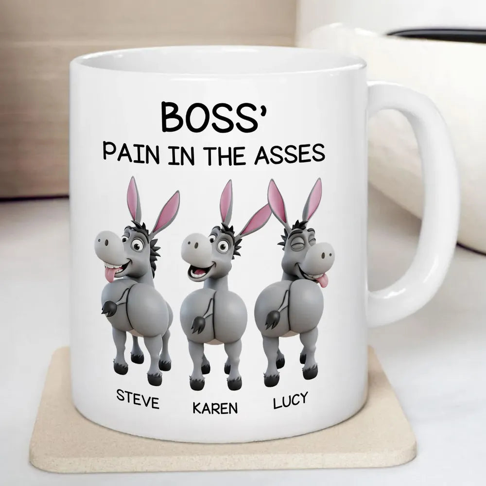 Funny Personalized White Ceramic Mug for Boss – Custom Cartoon Donkey Team, Unique Office Gift for Coworkers, Hilarious Value-Priced Present