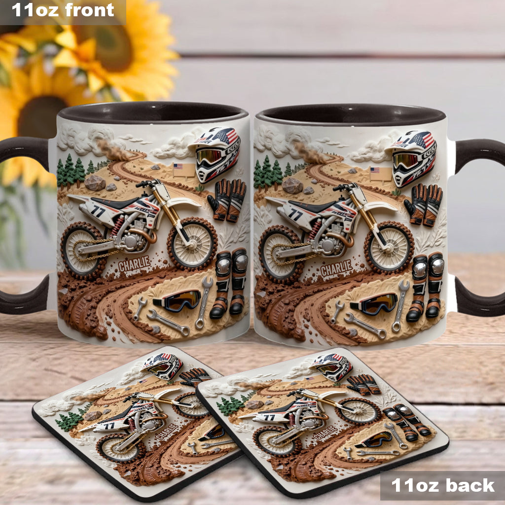 Cool Dirt Bike, Motocross - Personalized Dirt Bike Accent Mug & Coaster