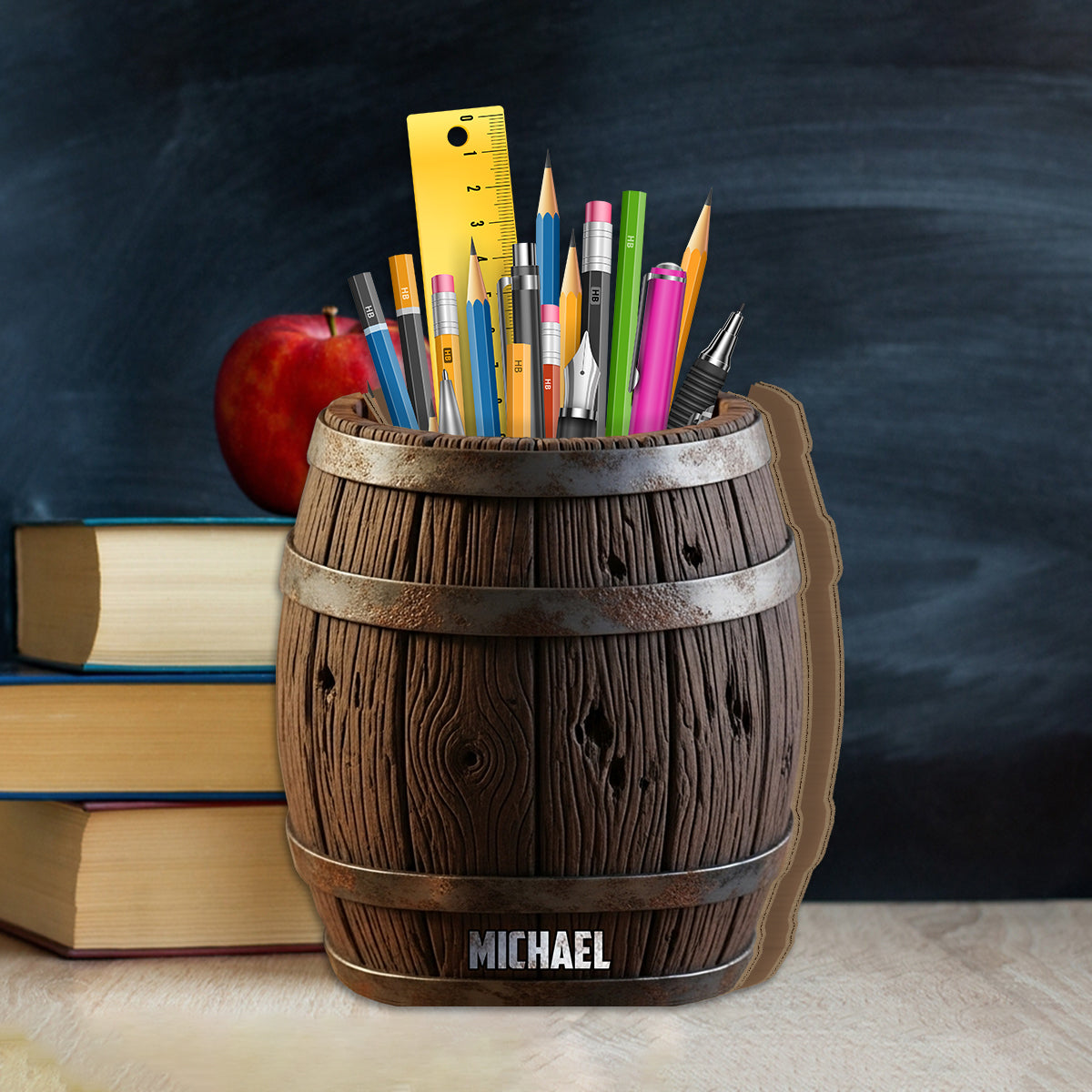 Funny Wooden Beer Barrel - Personalized Beer Wooden Pen Holder