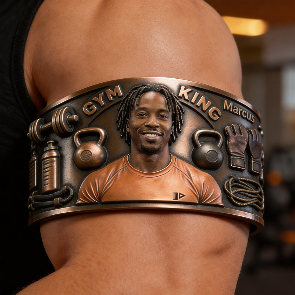 Gym King - Personalized Fitness Shaped Cuff Bracelet