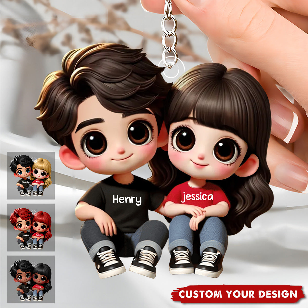 Custom Couple Sitting Keychain – Personalized Acrylic Keychain for Lovers – Sweet Anniversary or Valentine’s Day Gift