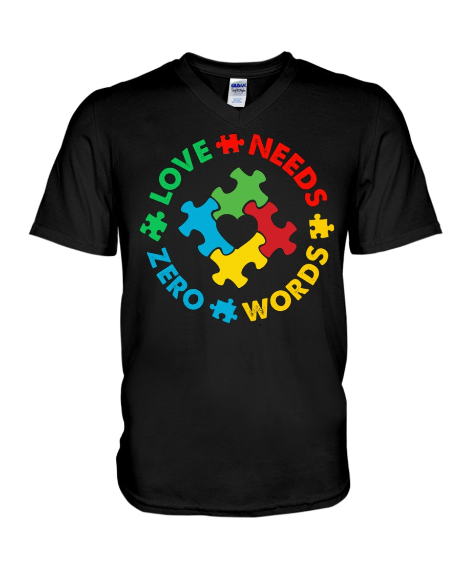 Autism Love Needs Zero Words - Autism Awareness T-shirt and Hoodie 0921