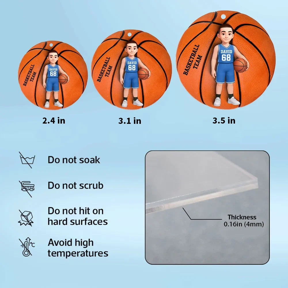 Personalized Basketball Player Acrylic Keychain, Cute Cartoon Sports Charm for Bags or Keys, Unique Gift for Her