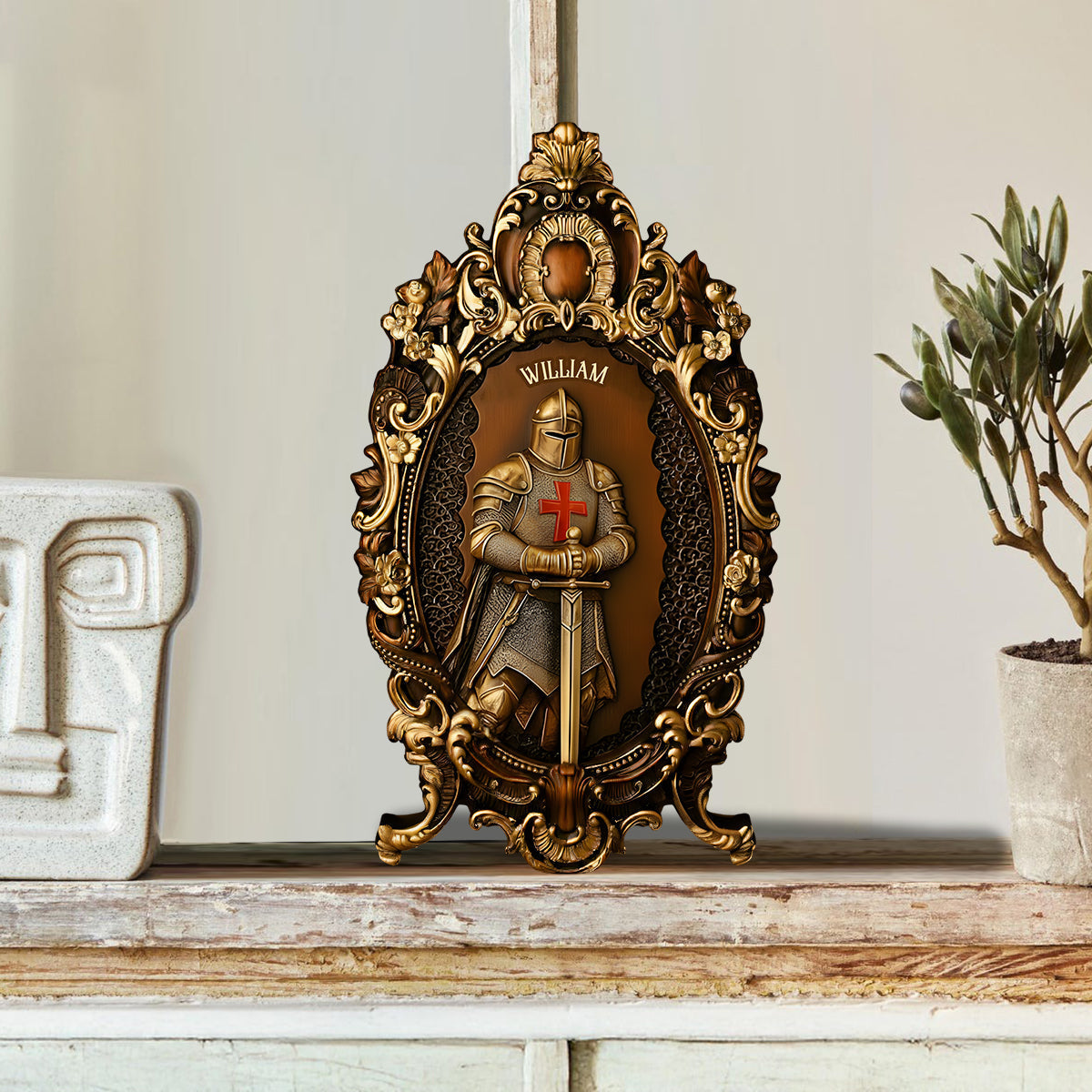 Knight Of God - Personalized Christian Custom Shaped Wood Plaque