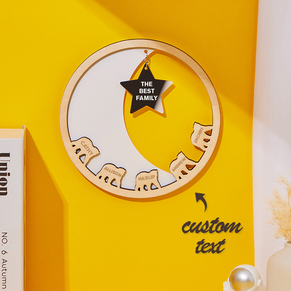 Any Family Name - Personalized Engraved Family Moon And Star Wall Plaque