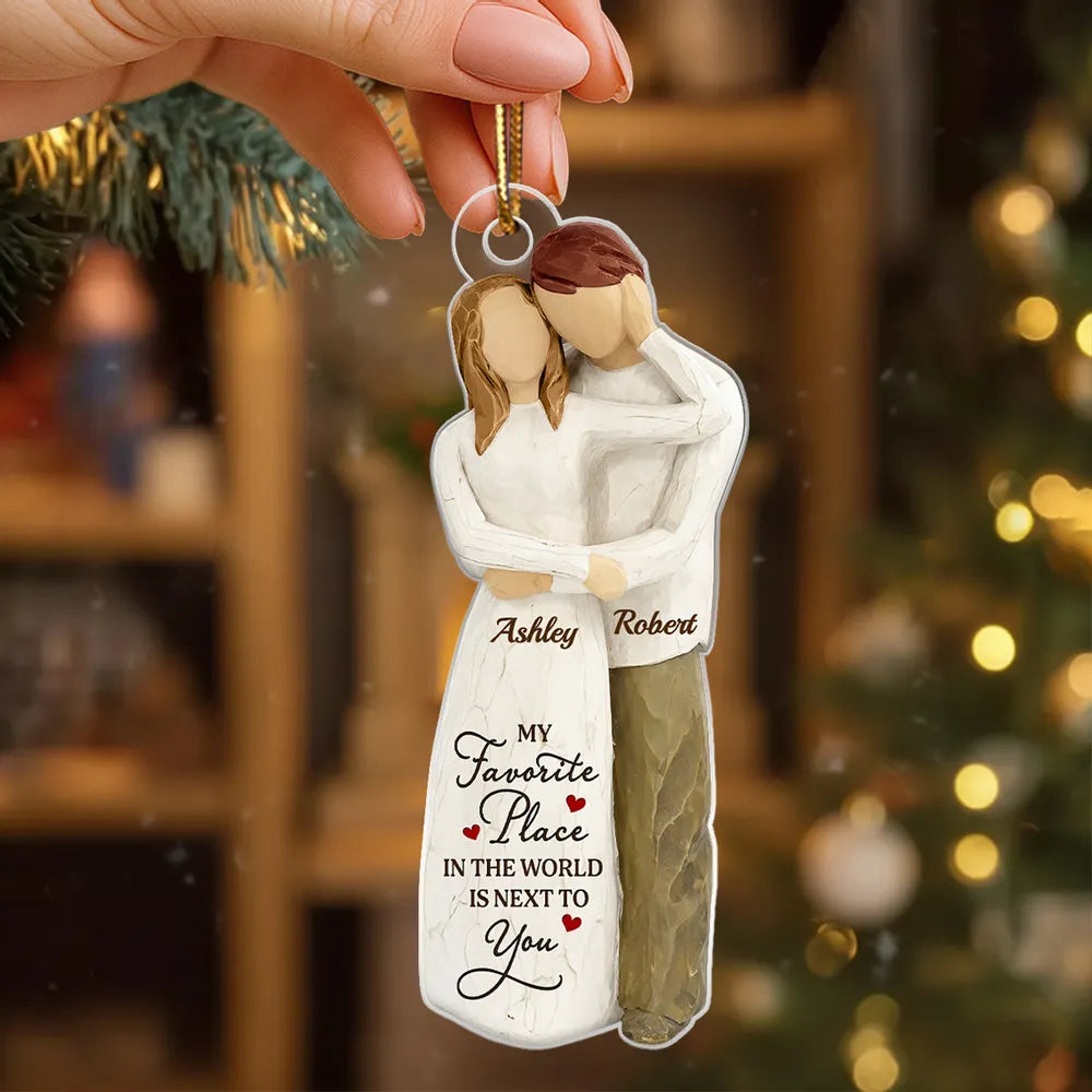 Personalized Couple Hugging Acrylic Ornament Romantic Christmas Tree Decor Unique Creative Gift For Husband Or Wife