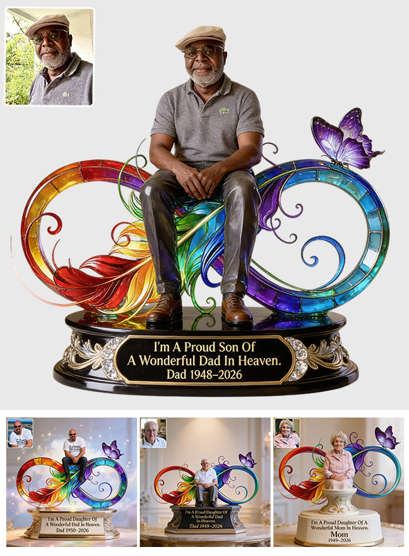 Dad In Heaven - Personalized Memorial Custom Shaped Acrylic Plaque
