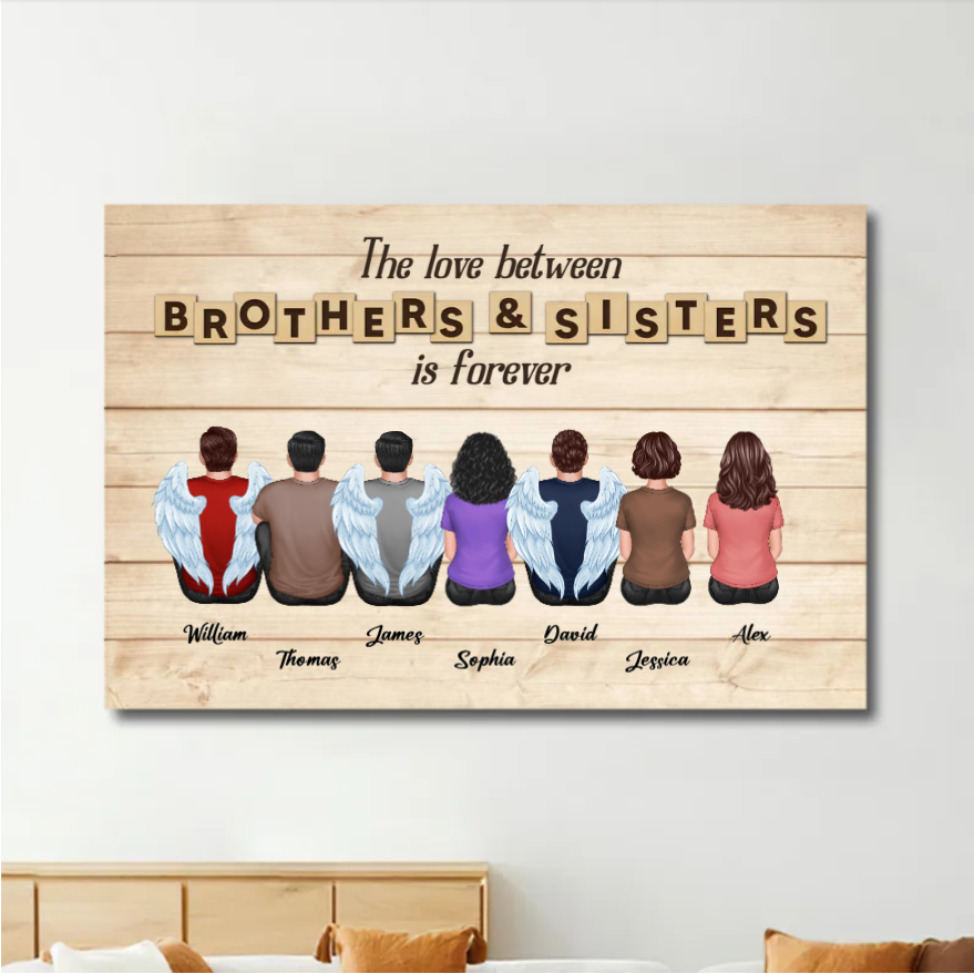 Personalized Brothers & Sisters Forever Cup, Keychian, Ornament, Poster or Canvas, Plaque, Wallet Card - Perfect Gift for Siblings, Memorial Keepsake