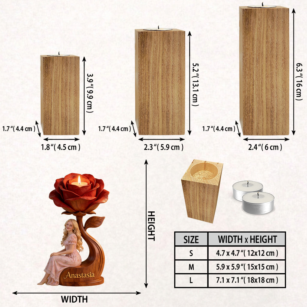 Light Yourself With Love - Personalized Self Love Custom Shape Wooden Candle Holder