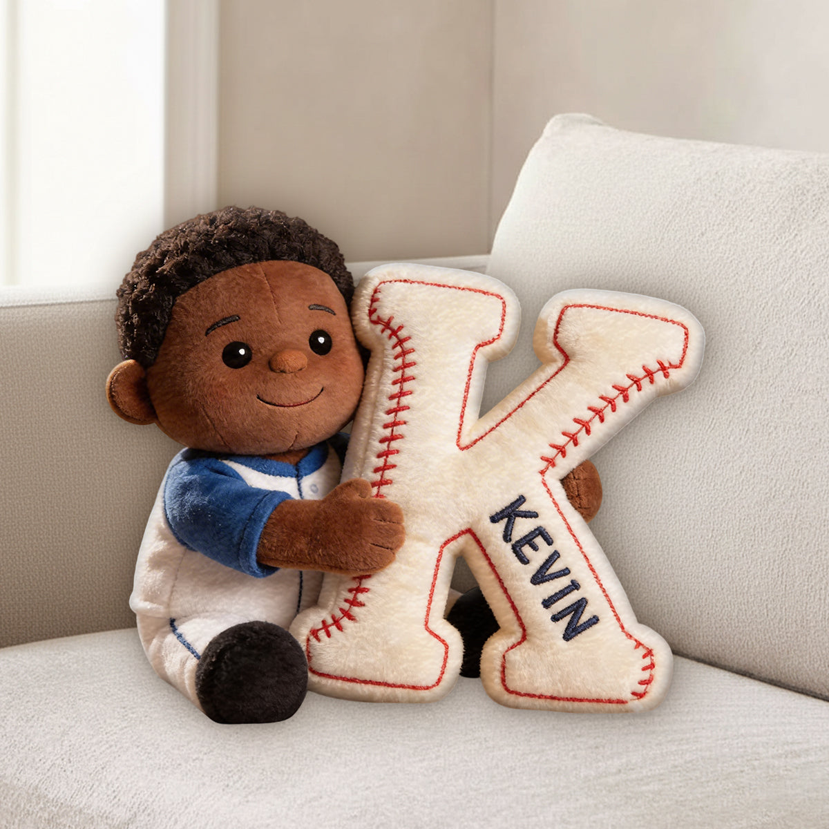 Initial Pillow Custom From Any Photo - Personalized Baseball Premium Faux Fur Pillow