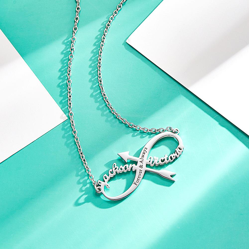 Infinity Arrow Name - Personalized Couple Infinity Arrow Necklace