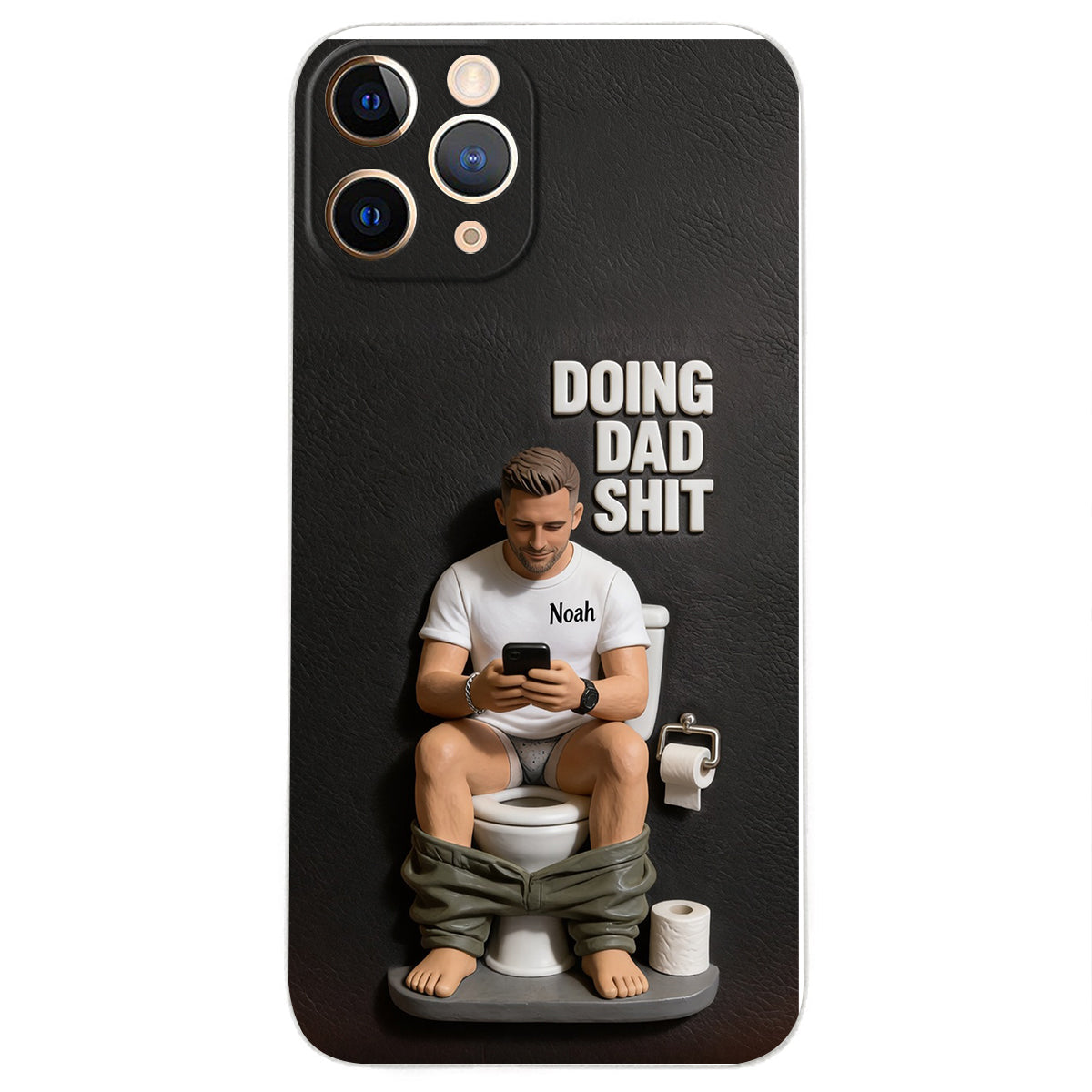 Doing Dad Shit - Personalized Father 3D Embossed Leather Phone Case