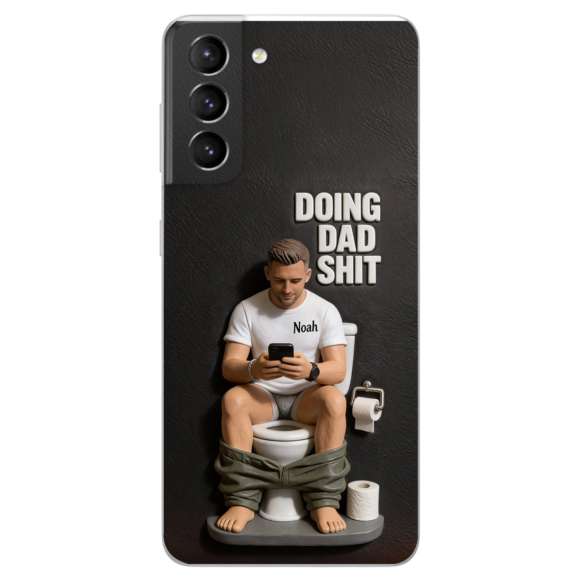 Doing Dad Shit - Personalized Father 3D Embossed Leather Phone Case