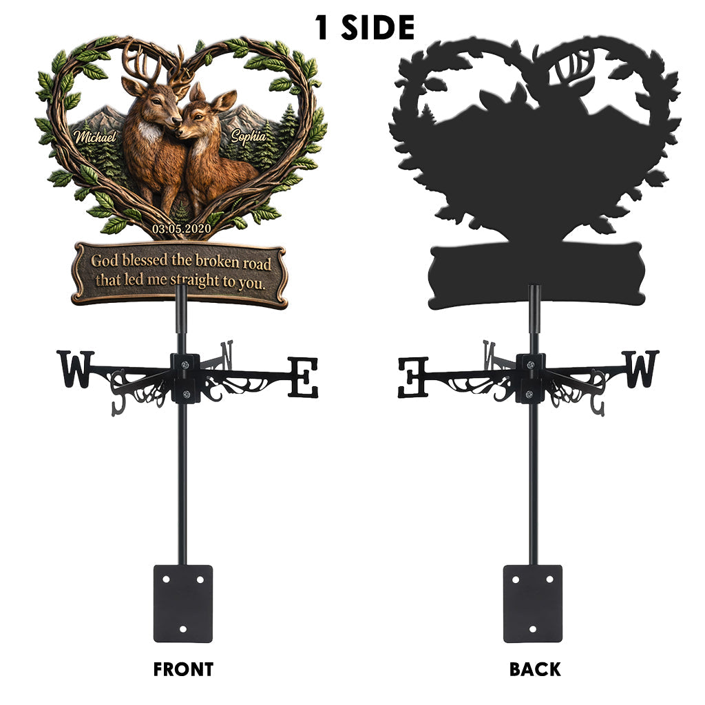 God Blessed The Broken Road - Personalized Couple Weather Vane