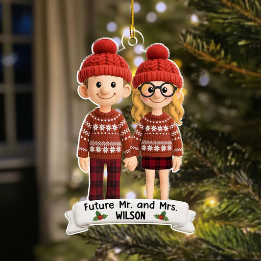 Christmas Acrylic Ornament with Couple Holding Hands, A Perfect Gift for Engagement Celebration