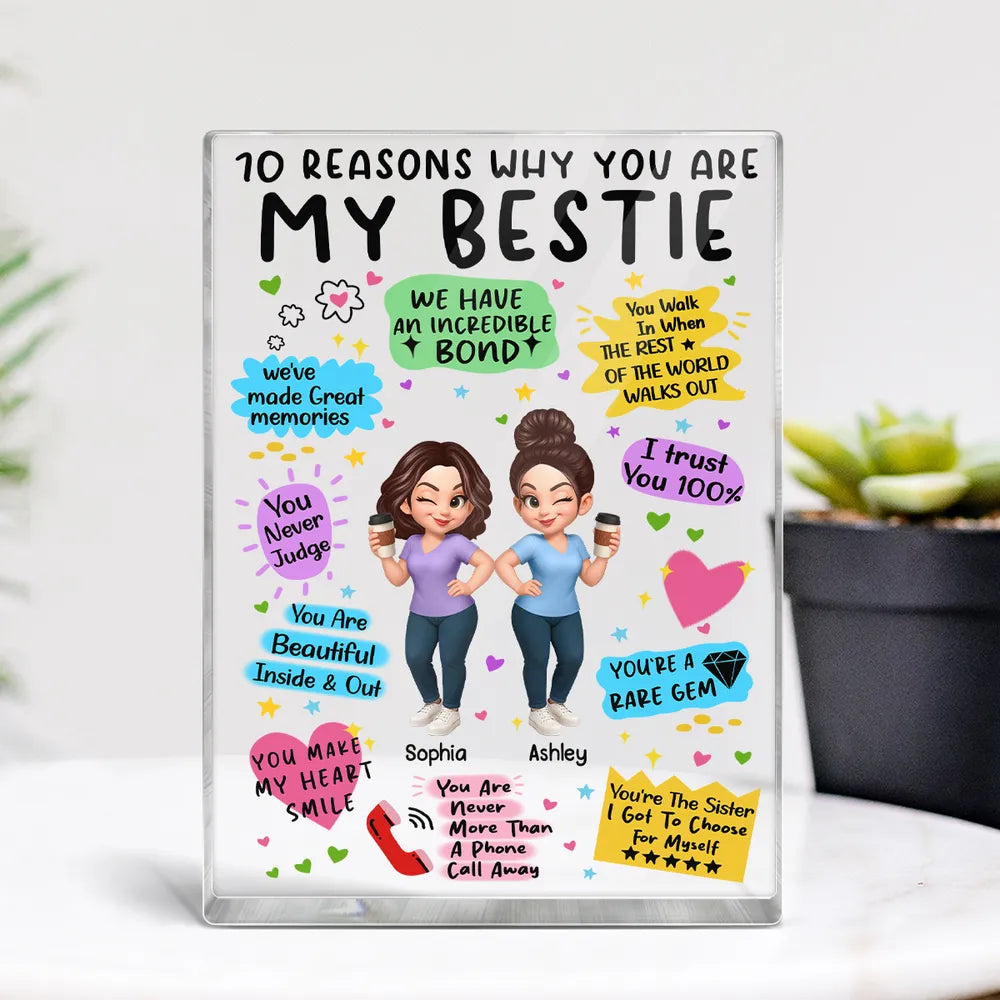 “10 Reasons Why You Are My Bestie” Personalized Acrylic Block Plaque