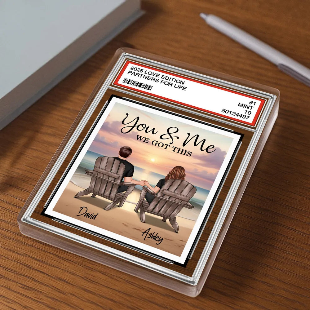 Rectangle Acrylic Block Plaque with Couple Beach Back View Design, High Clarity, Heartwarming Gift for Lovers