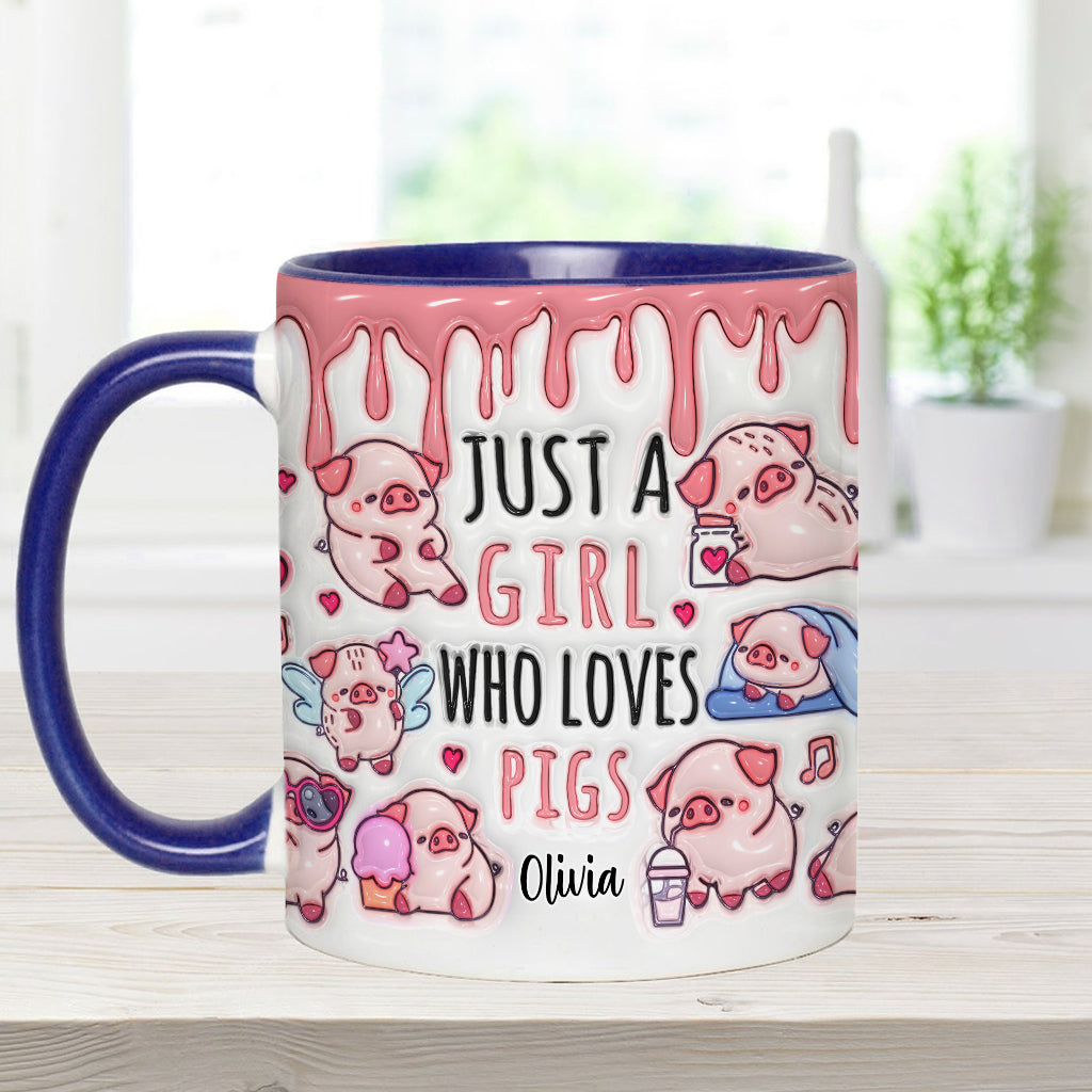 Just A Girl Who Loves Pigs - Personalized Pig Lover Accent Mug