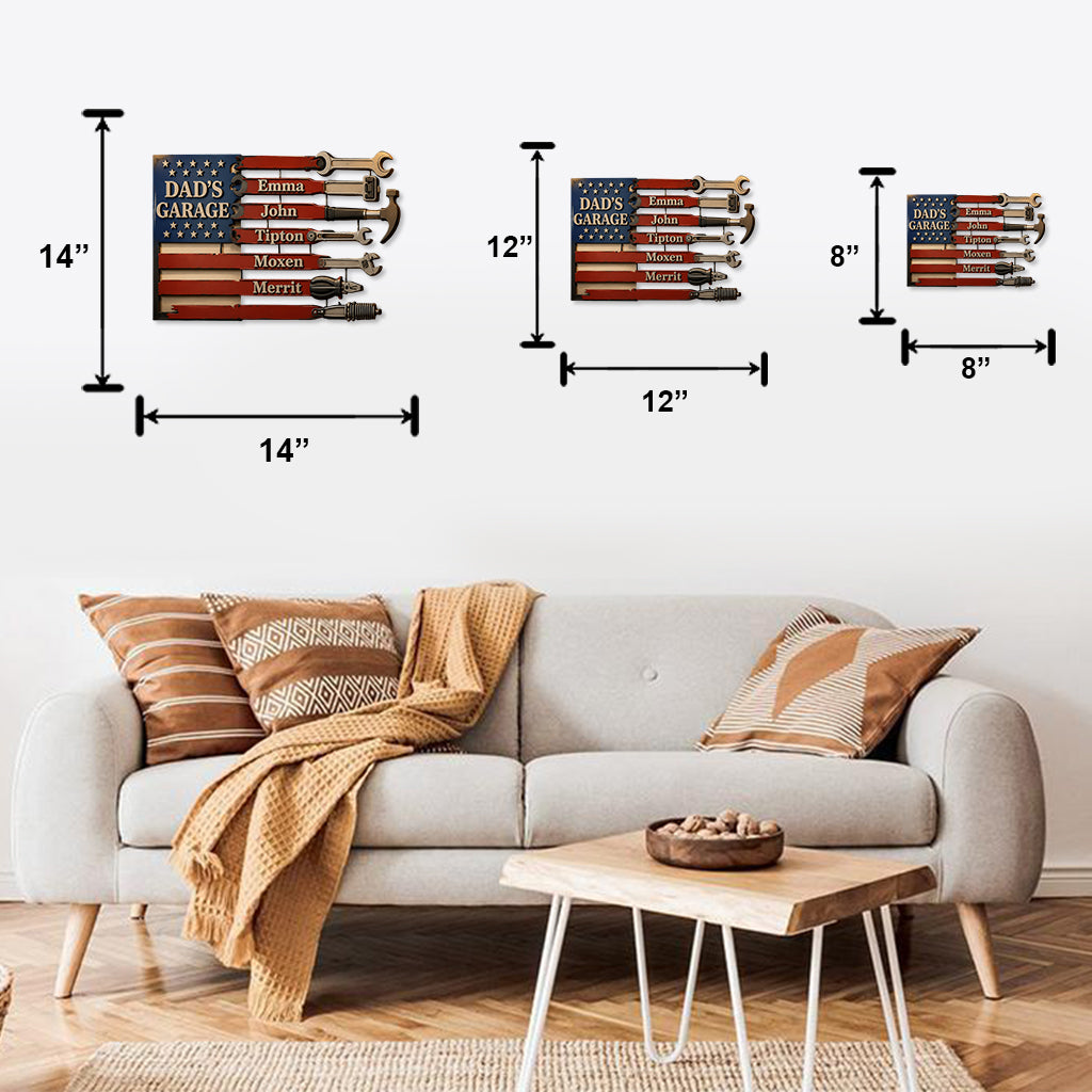 Dad's Garage Flag Wall Art - Personalized Father Cut Metal Sign