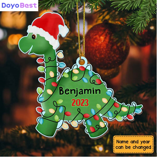 Dinosaur Christmas Wooden Ornament For Grandson (nontoxic, safe and reliable to use)