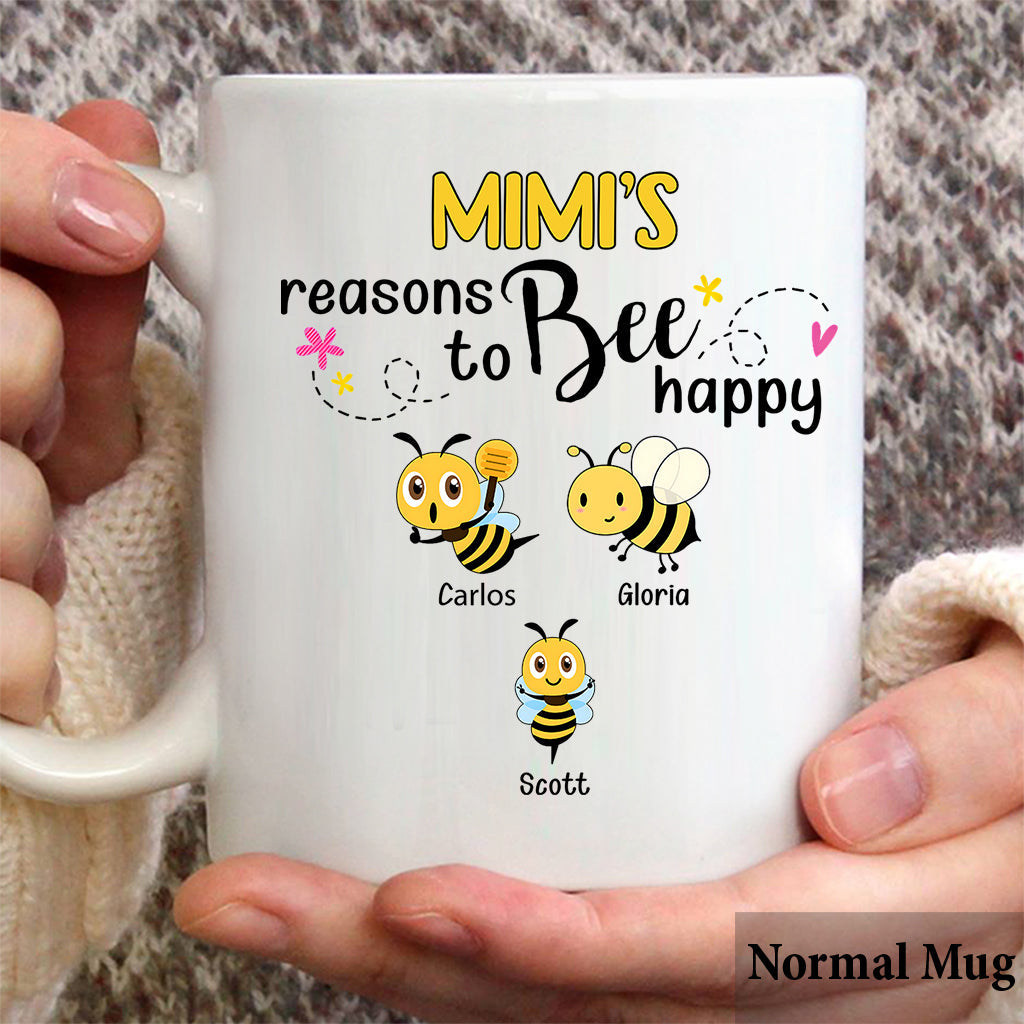 Grandma's Reasons To Bee Happy - Personalized Bee Mug