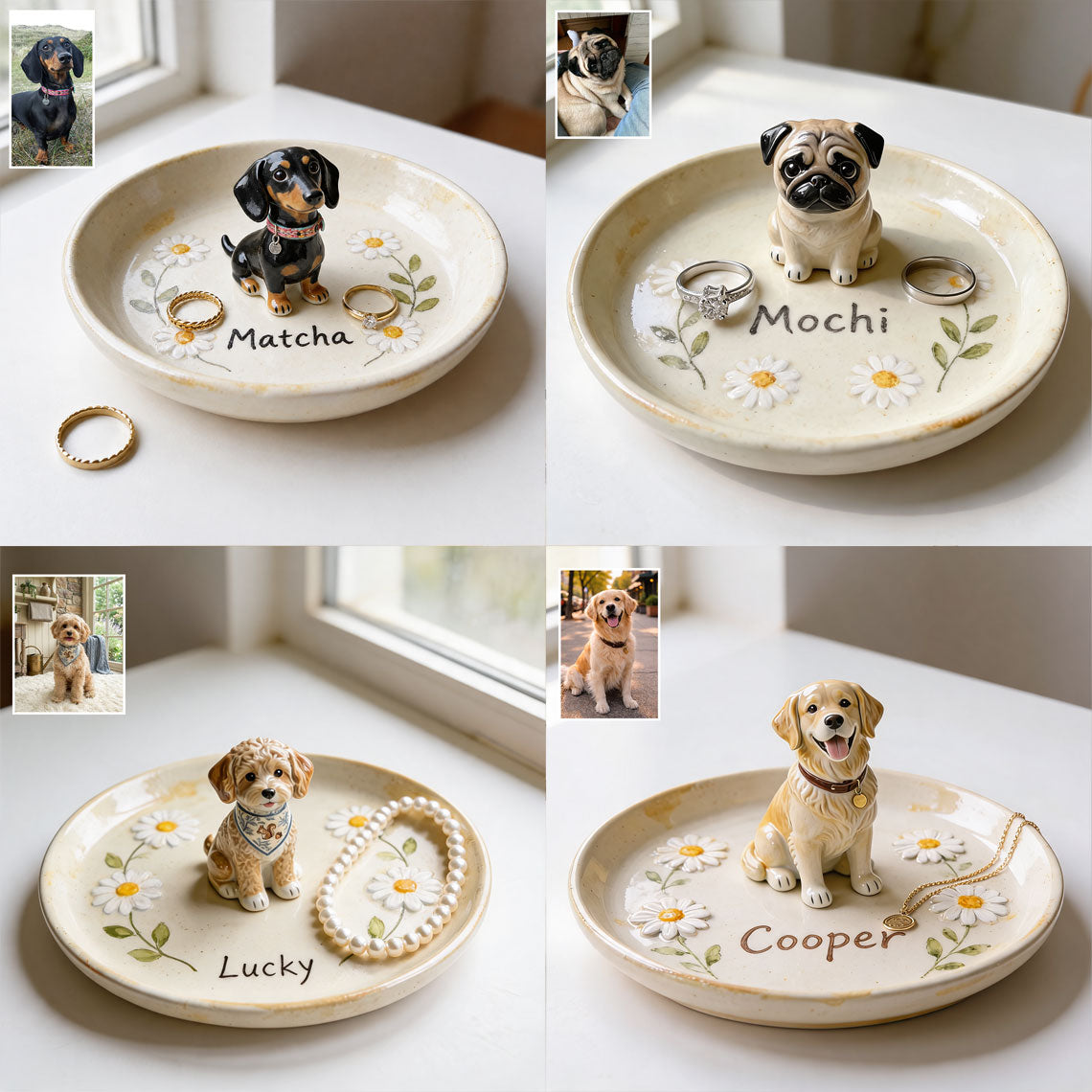 Daisy Garden - Personalized Dog Tray & Plaque Set