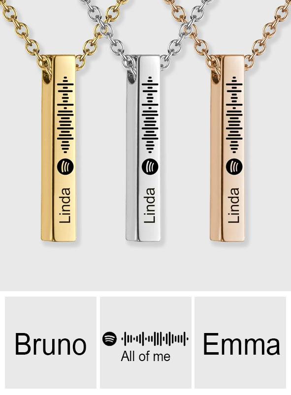 My Favorite Song - Personalized Flexible Square Shaped Bar Necklace