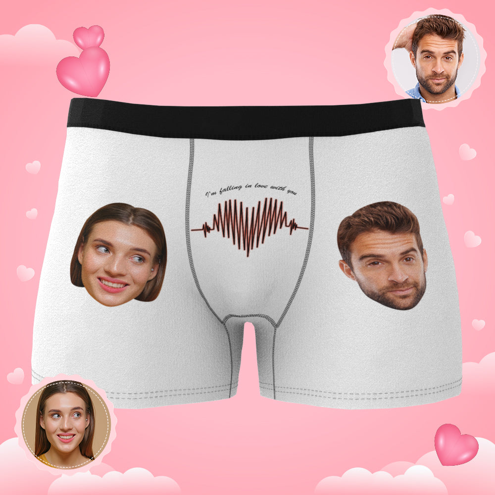 Custom Photo Boxer Electrocardiogram AR View - Personalized Couple Men's boxer briefs