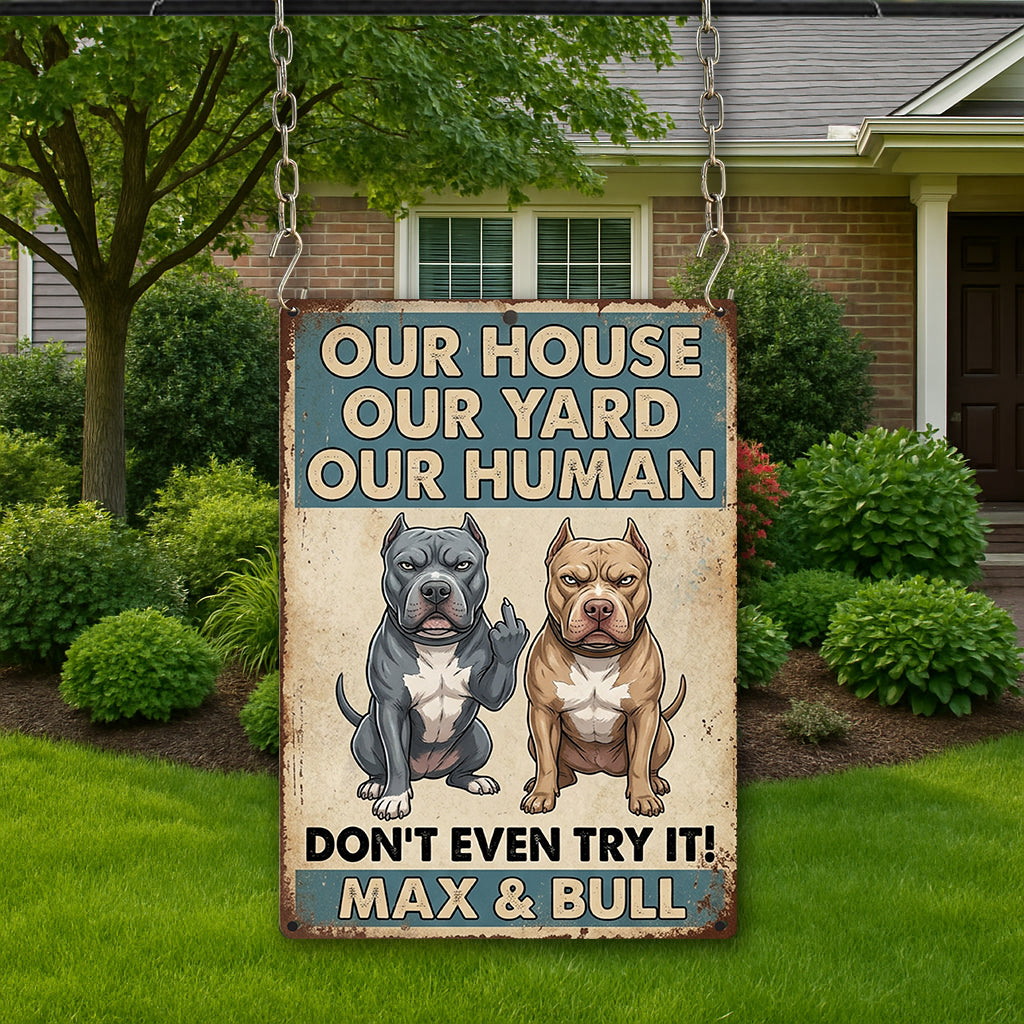 Funny Waring Sign For Pet Owner - Personalized Dog Rectangle Metal Sign