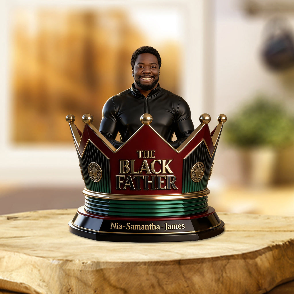 Black Father Custom From Photo - Personalized Father Custom Shaped Acrylic Plaque