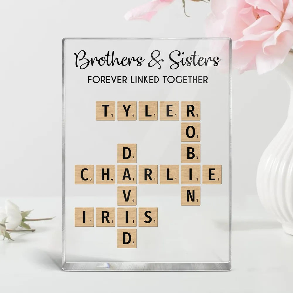 Personalized Acrylic Plaque with Brothers & Sisters Design