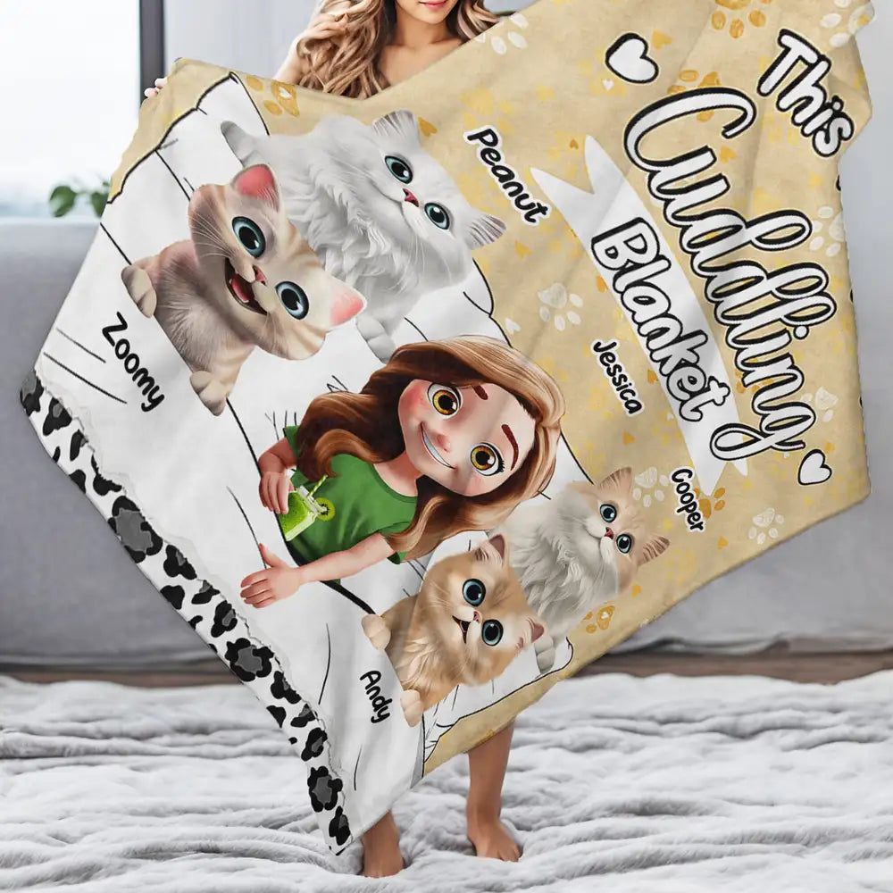 This Is My Cat Cuddling Blanket Personalized for Cat Lovers, Perfect Gift for Cat Owners, Fleece and Sherpa Blanket