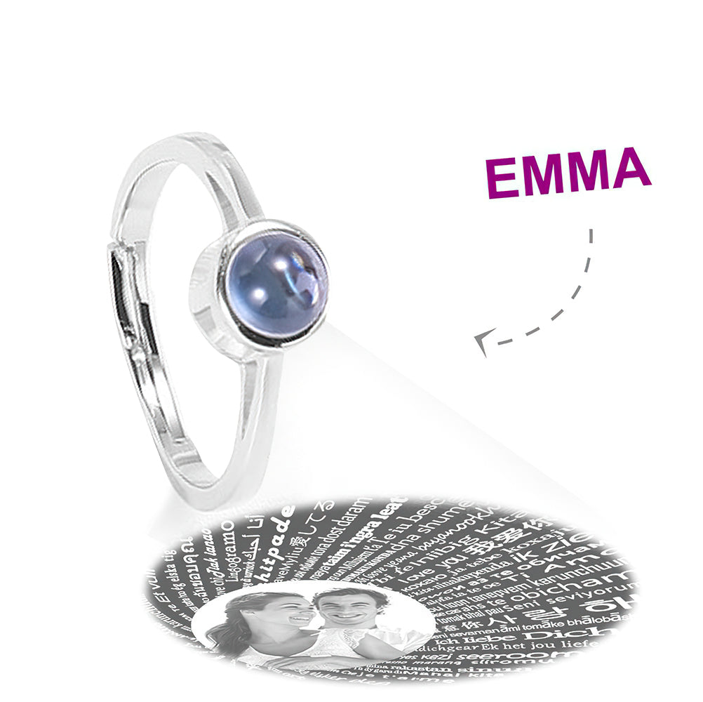 I Love You In Every Languages - Personalized Couple S925 Silver Projection Ring