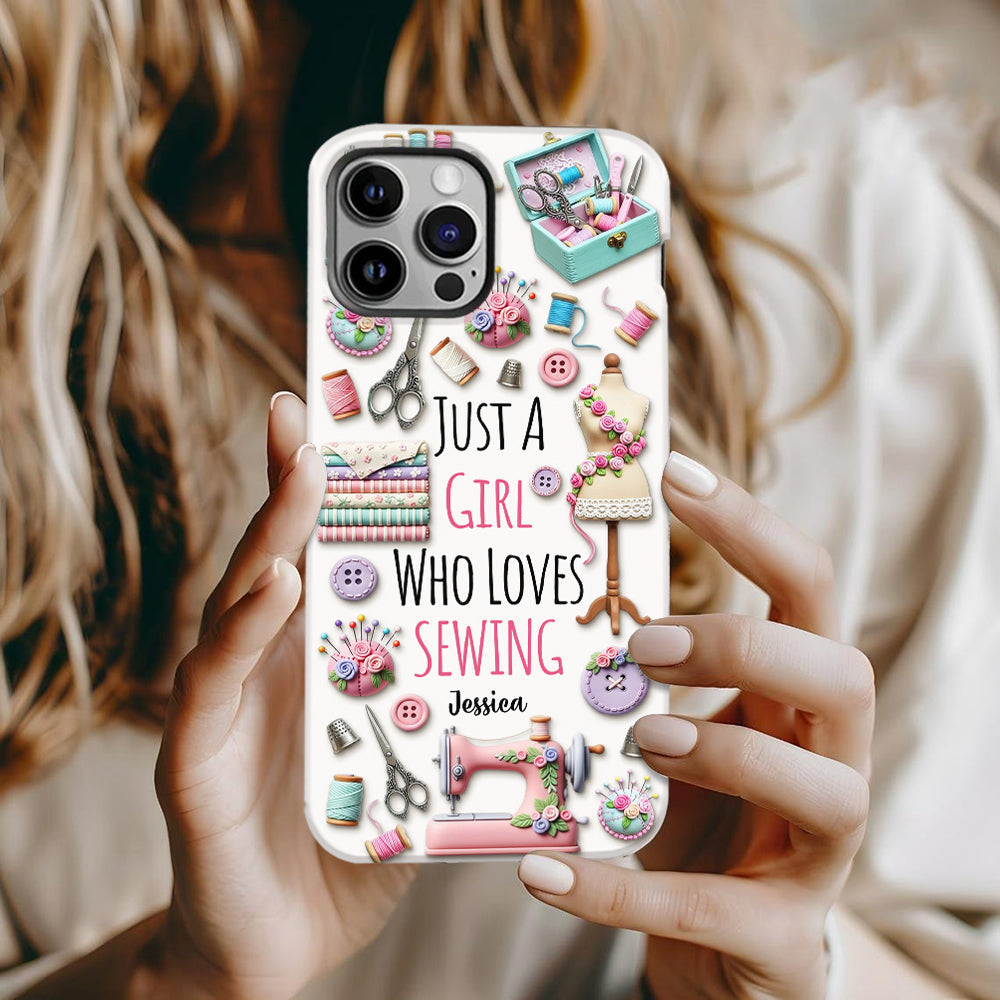 Just A Girl Who Loves Sewing - Personalized Sewing Full Print Phone Case