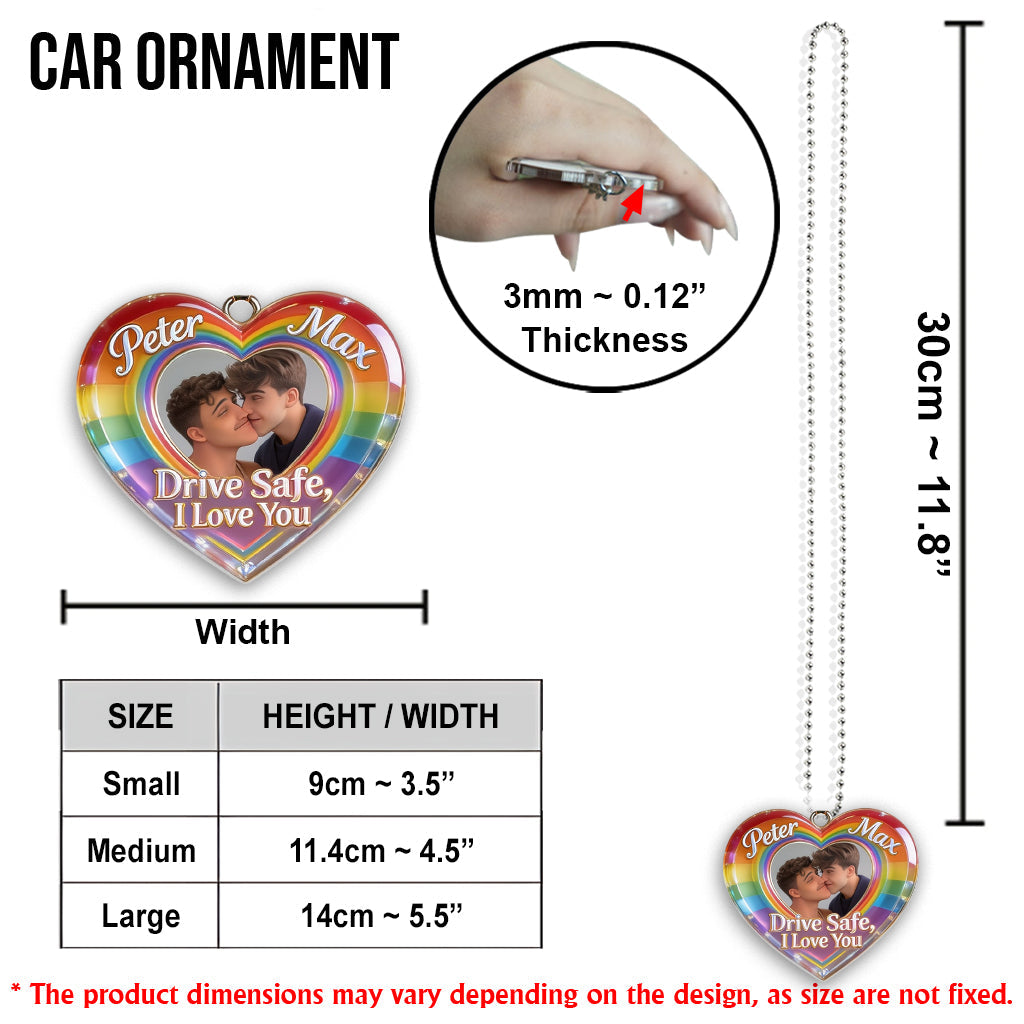 Drive Safe - Personalized LGBT Support Shaped Fur Pillow & Car Ornament