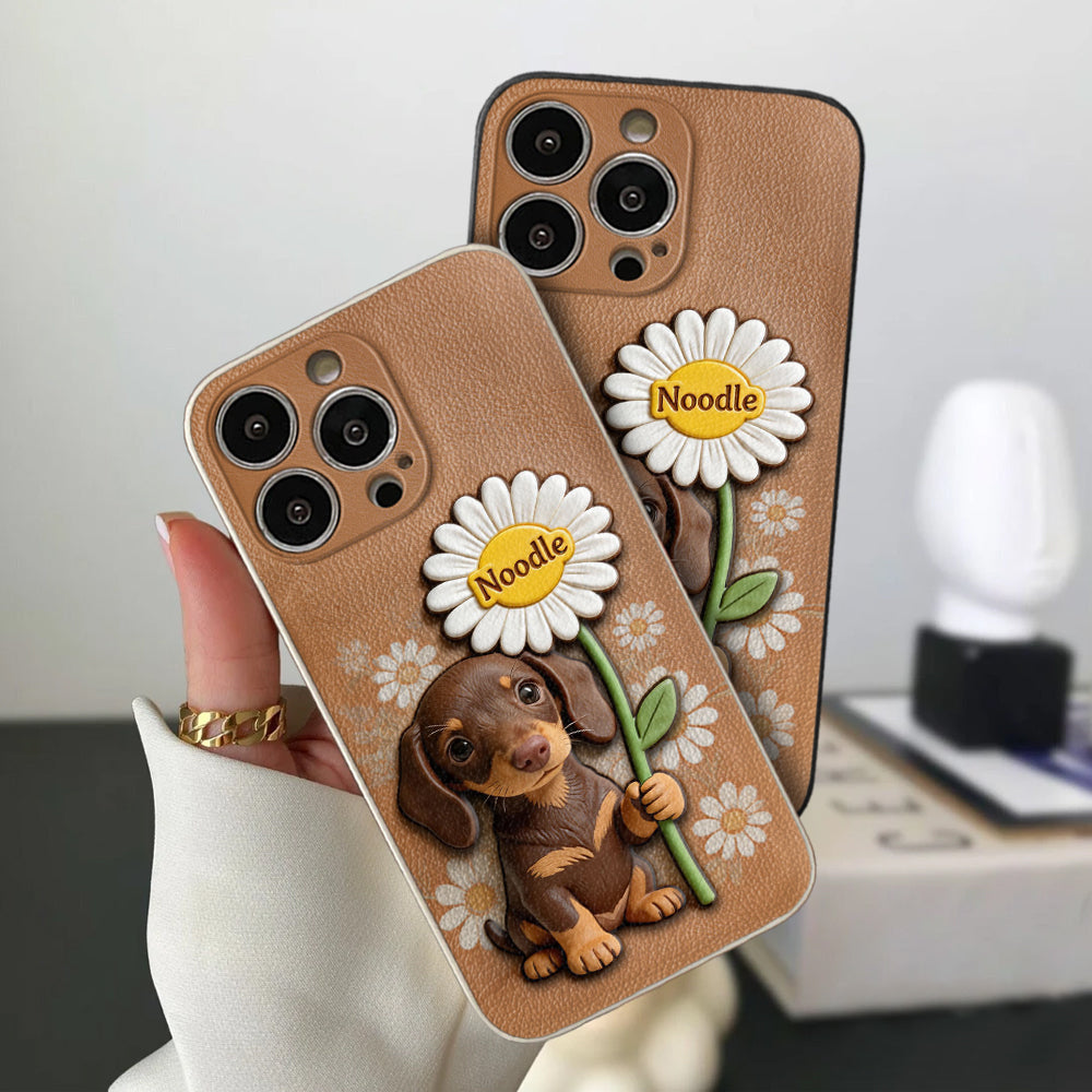 Custom Any Photo - Personalized Dog 3D Embossed Leather Phone Case