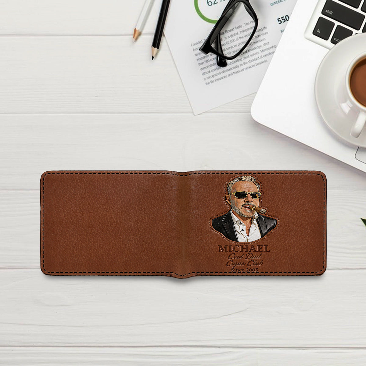 Dad Loves Cigars - Personalized Father Leather Wallet