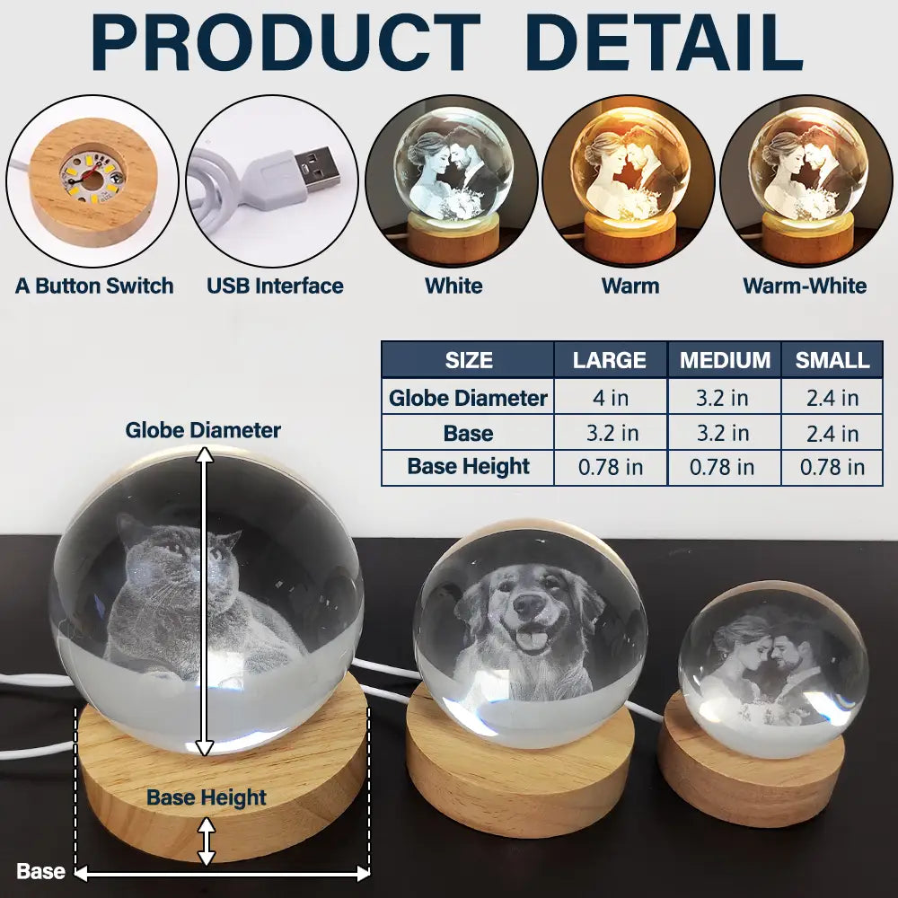 Personalized Pet Memorial Globe Lamp with Custom Photo – Forever Loved Tribute Light, Unique Remembrance Gift for Dog or Cat Owners