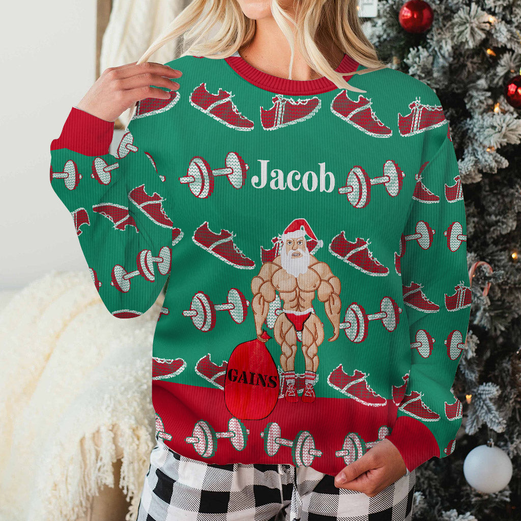 Gains - Personalized Fitness Ugly Sweater