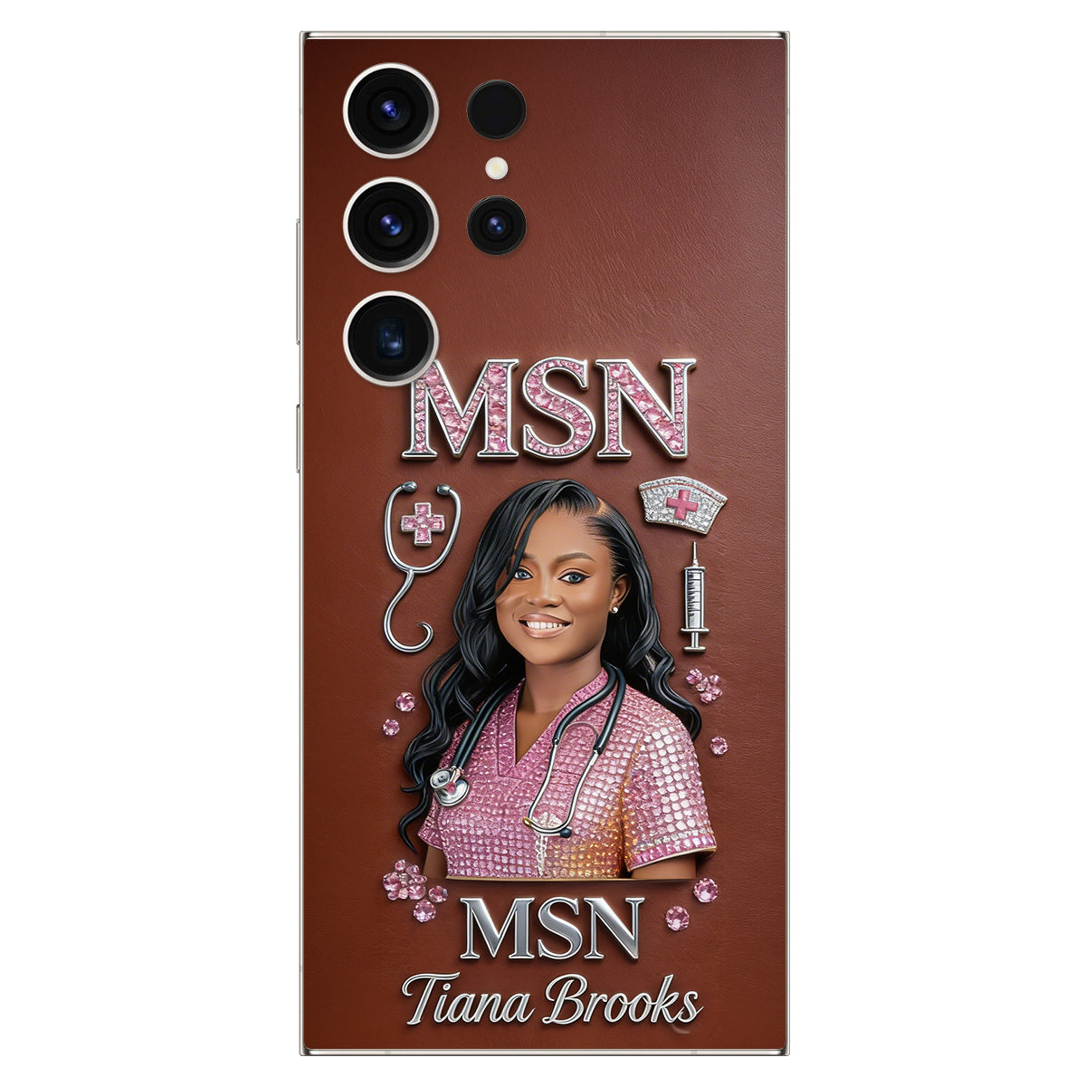 Any Title - Gifts For Nurse, Doctor - Personalized Nurse 3D Embossed Leather Phone Case