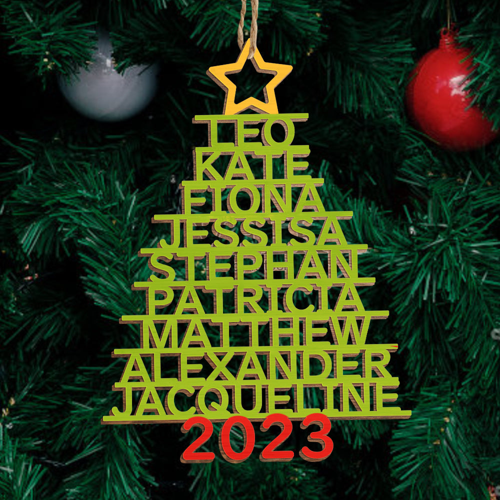 Any Name Christmas Tree - Personalized Family Any Name Christmas Tree Ornament