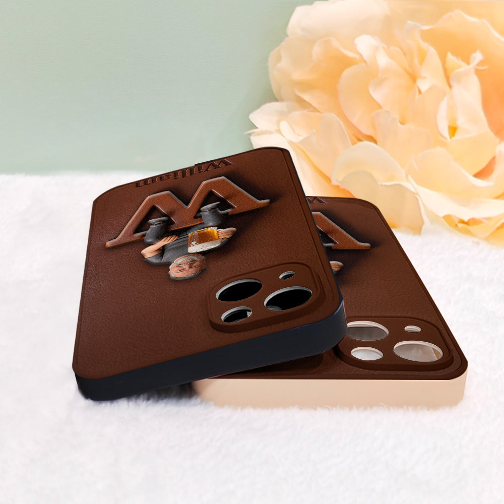 Custom Any Photo - Personalized Beer 3D Embossed Leather Phone Case
