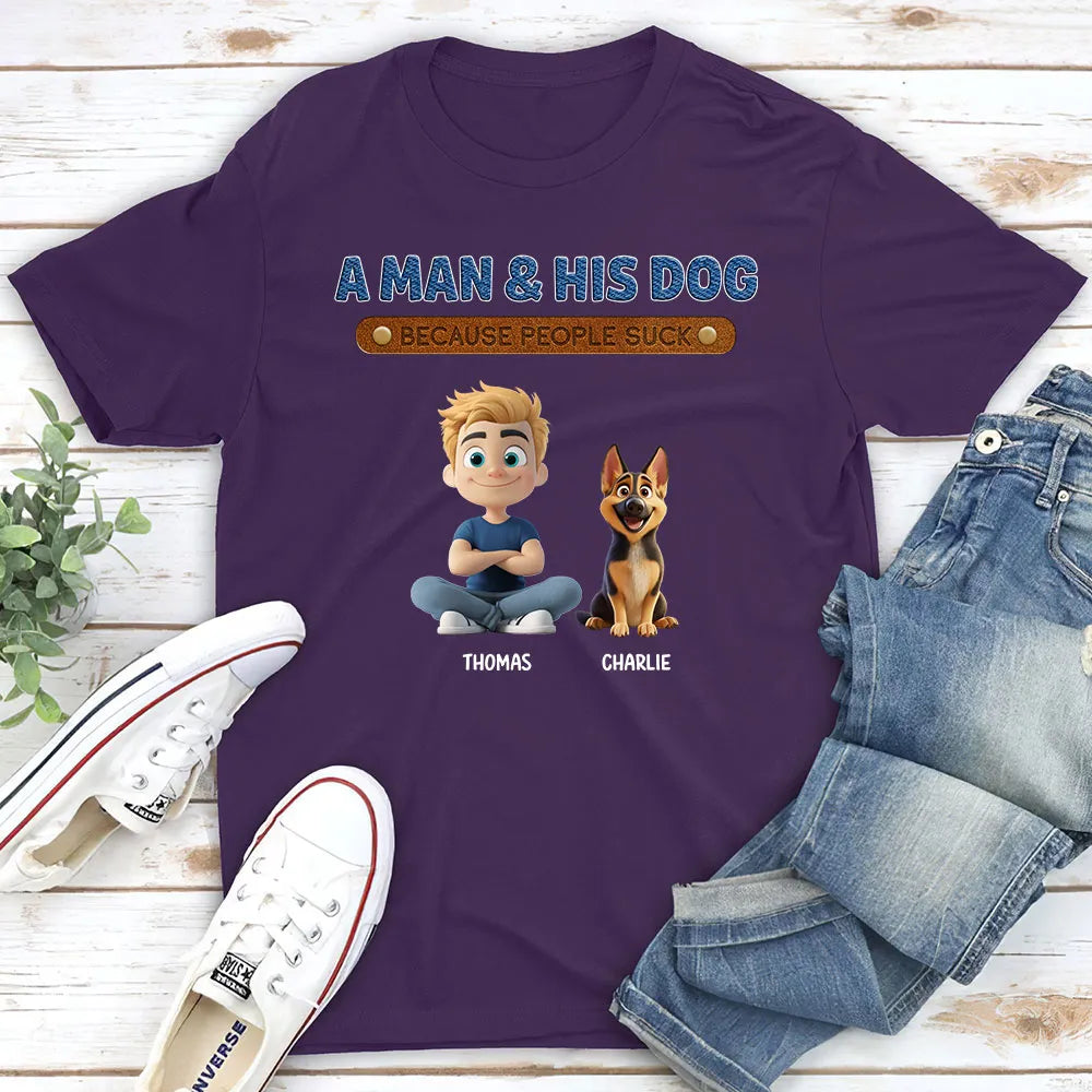 Classic Tee for Dog Lovers with Creative Print Design, Gift for Friends