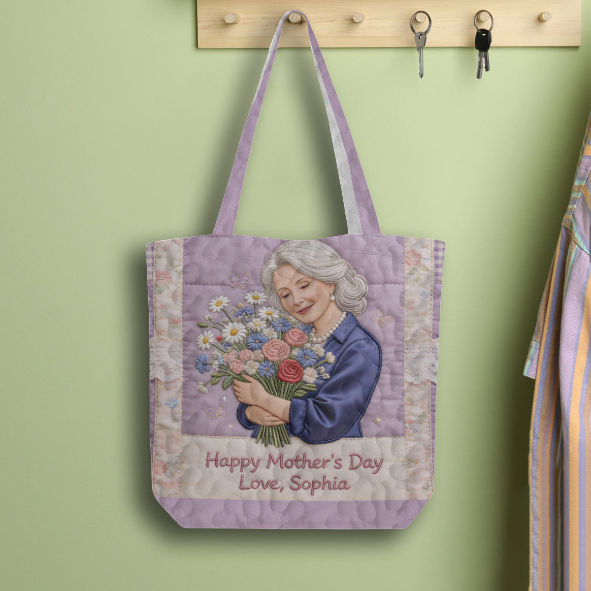 Custom Any Photo - Personalized Mother Quilted Tote Bag