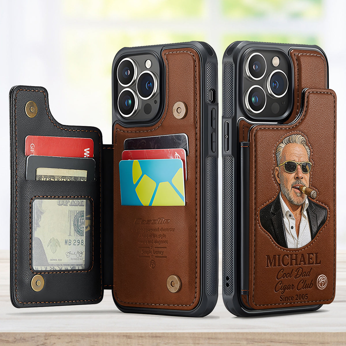 Dad Loves Cigars - Personalized Father Fully Printed Wallet Phone Case