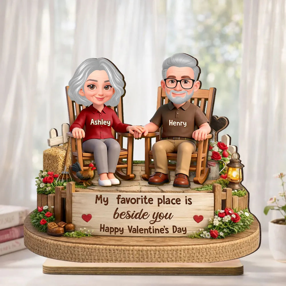 My Favorite Place Is Beside You Personalized 2-Layer Wooden Plaque, Sweet Couple Keepsake for Home Display, Unique Gift for Him or Her