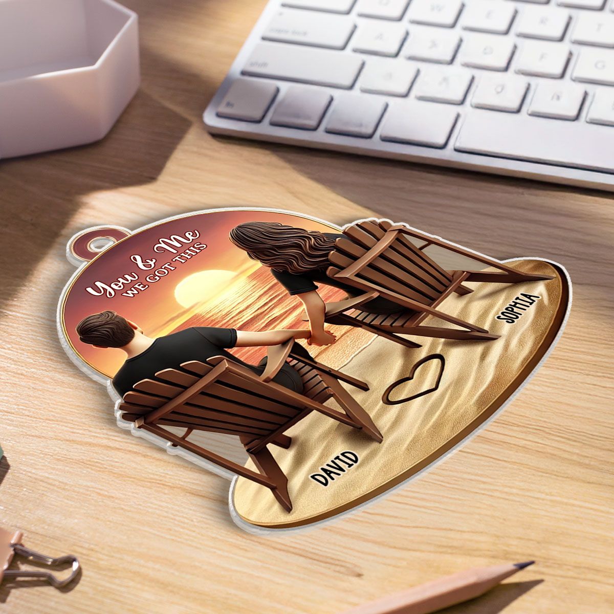 Personalized Couple Ornament - "You & Me, We Got This" | Romantic Sunset Gift for Valentine's Day, Anniversaries, and Birthdays