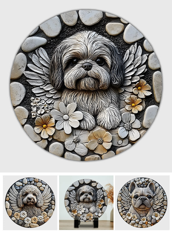 Forever In Our Heart - Personalized Dog Round Shaped Stone